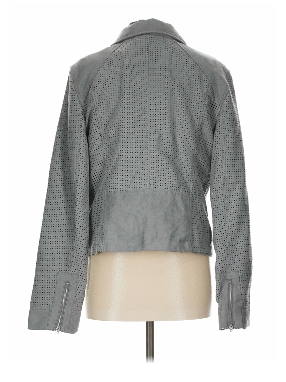 NWT - Anthropologie Hei Hei Gray Perforated Vegan Suede Moto Jacket - Women's - Picture 2 of 4